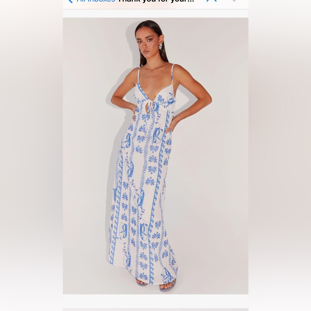 Blue and White Floral Maxi Dress